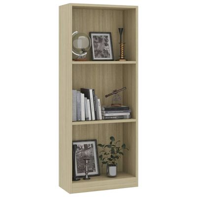 vidaXL 3-Tier Book Cabinet Sonoma Oak 40x24x108 cm Engineered Wood