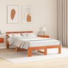 vidaXL Bed Frame with Headboard Wax Brown 135 x 190 cm Solid Pine Wood