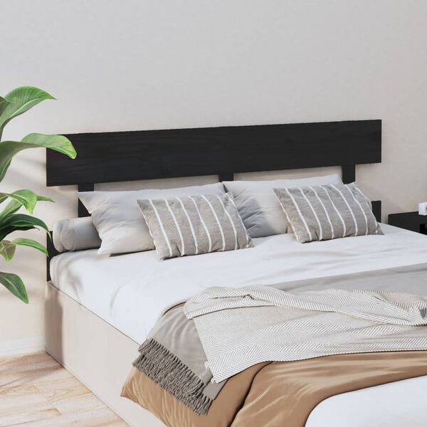 vidaXL Bed Headboard Black 154x3x81 cm Solid Wood Pine