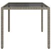 vidaXL Garden Table 150x90x75 cm Tempered Glass and Poly Rattan Grey