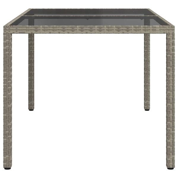 vidaXL Garden Table 150x90x75 cm Tempered Glass and Poly Rattan Grey