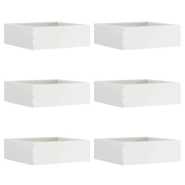 vidaXL Lawn Edging 6 pcs White 40 x 40 x 13 cm Steel