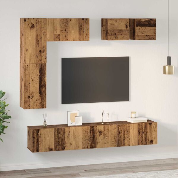vidaXL TV Cabinet Set Wall-mounted 8 pcs Old Wood Engineered Wood