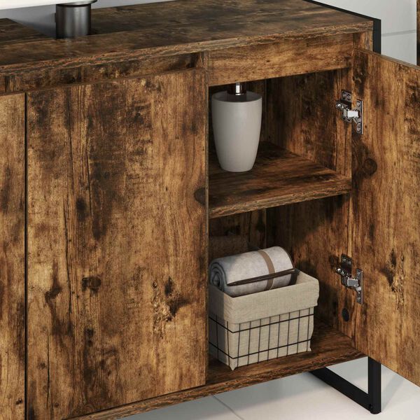 vidaXL Bathroom Cabinet Smoke Oak 90 x 30 x 60 cm Engineered Wood