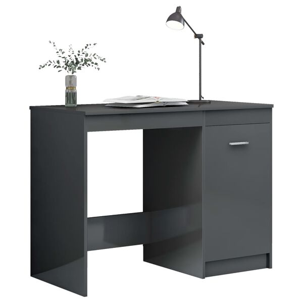 vidaXL Desk High Gloss Grey 100x50x76 cm Engineered Wood