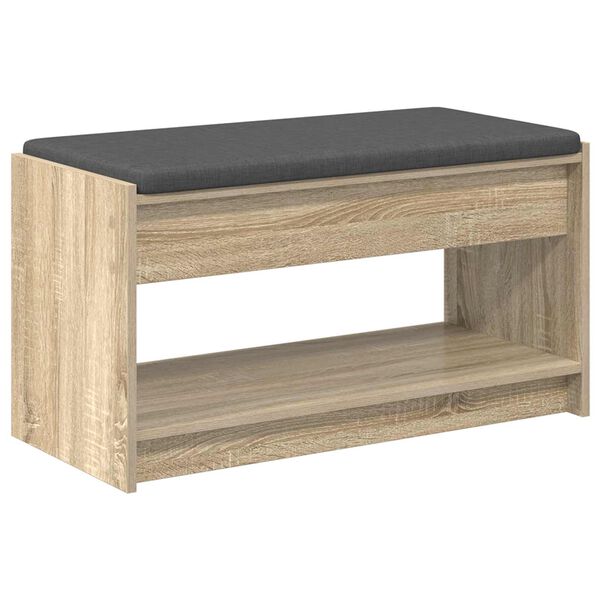 vidaXL Hall Bench with Cushion with Shelf Sonoma Oak 83 x 38 x 45 cm