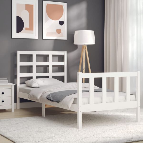 vidaXL Bed Frame without Mattress White 90x200 cm Solid Wood Pine
