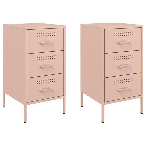 vidaXL Bedside Cabinets 2 pcs Pink 36x39x68 cm Steel