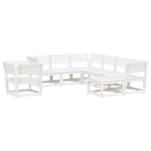 vidaXL 8 Piece Garden Lounge Set White Solid Wood Pine