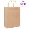 vidaXL Paper Bags 50 pcs with Handles Brown 26x12x35 cm