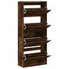 vidaXL Shoe Cabinet with 4 Flip-Drawers Smoked Oak 80x34x187.5 cm