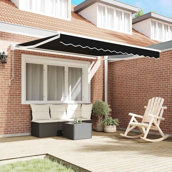 vidaXL Retractable Awning Black 350 x 250 cm Polyester and Aluminium