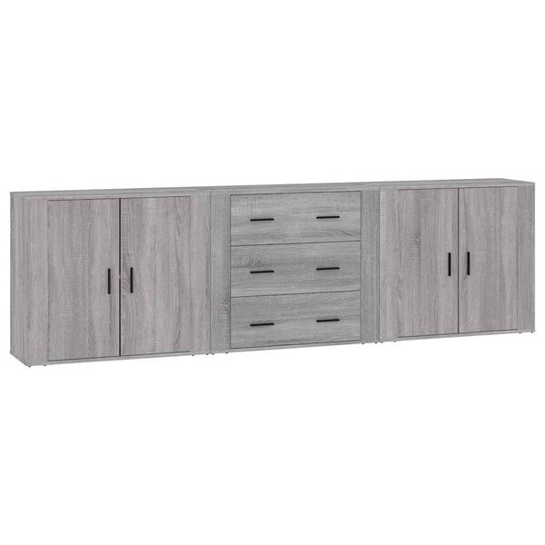 vidaXL Sideboards 3 pcs Grey Sonoma Engineered Wood