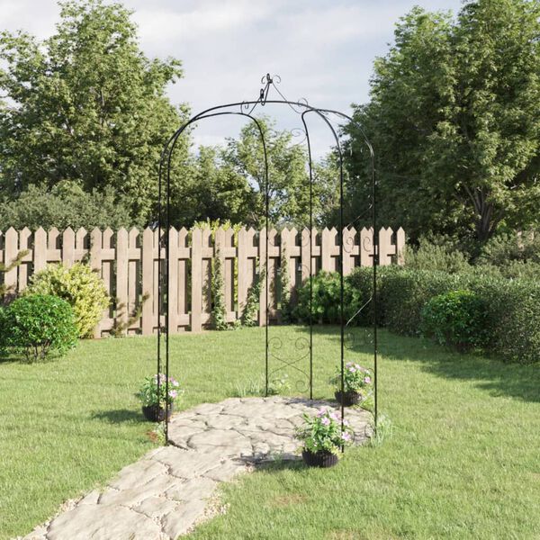 vidaXL Garden Arch Black &Oslash;180x255 cm Steel