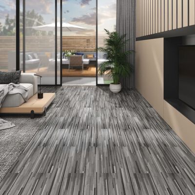 vidaXL Non Self-adhesive PVC Flooring Planks 5.26 m² 2 mm Striped Grey