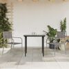 vidaXL 3 Piece Garden Dining Set Grey and Black Poly Rattan and Steel