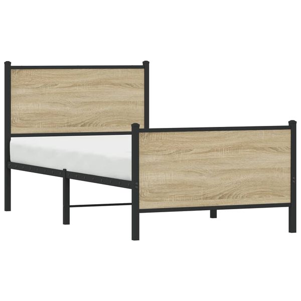 vidaXL Metal Bed Frame without Mattress Sonoma Oak 80x200 cm