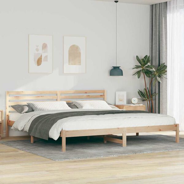 vidaXL Bed Frame with Headboard Brown 180 x 220 cm Solid Pine Wood