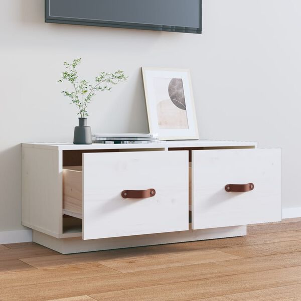 vidaXL TV Cabinet White 80x34x35 cm Solid Wood Pine