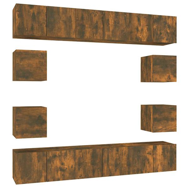 vidaXL 10 Piece TV Cabinet Set Smoked Oak Engineered Wood