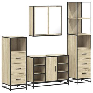 vidaXL 4&nbsp;Piece Bathroom Furniture Set&nbsp;Sonoma Oak Engineered Wood