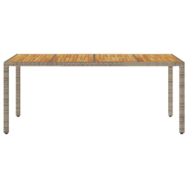 vidaXL Garden Table with Acacia Wood Top Grey 190x90x75 cm Poly Rattan