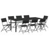 vidaXL Garden Dining Set Folding 9 pcs Black Powder-Coated Steel
