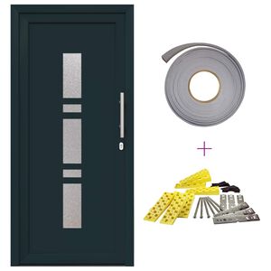 vidaXL Front Door 88 x 200 cm PVC Anthracite