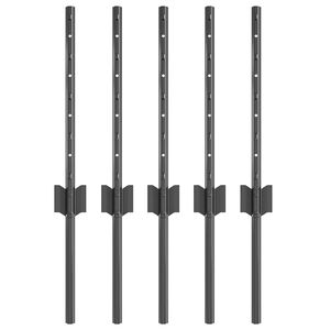 vidaXL Embedded Fence Post 5 pcs Grey 80 cm Powder-Coated Steel