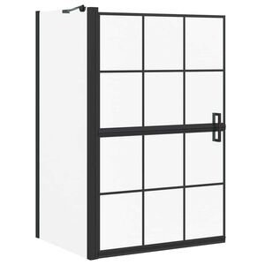 vidaXL Bath Shower Screen Black and Transparent 80 x 68 x 128 cm