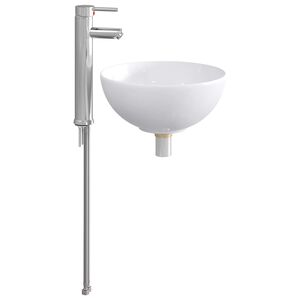 vidaXL Bathroom Sink with Faucet and Drain Chrome 32 x 32 x 13 cm