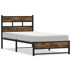 vidaXL Metal Bed Frame without Mattress Smoked Oak 100x200 cm