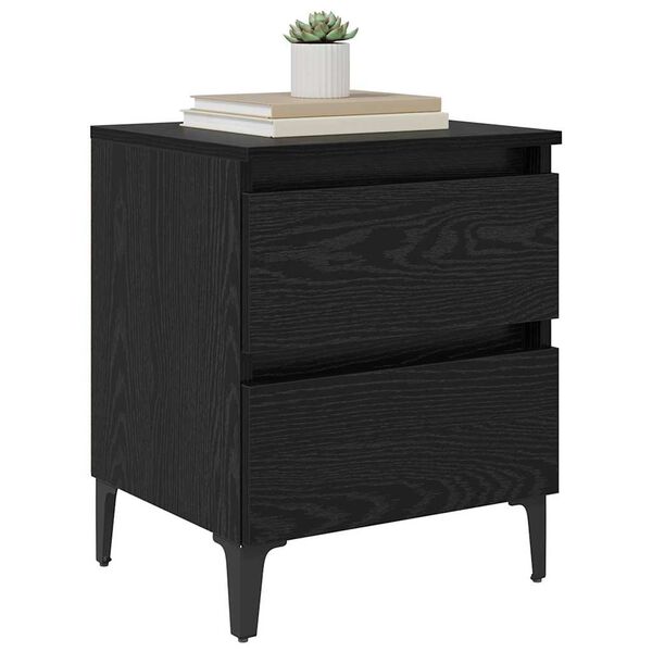vidaXL Bedside Cabinet Black oak 40 x 35 x 50 cm Engineered wood