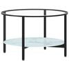 vidaXL Tea Table Black and White Marble 70 cm Tempered Glass