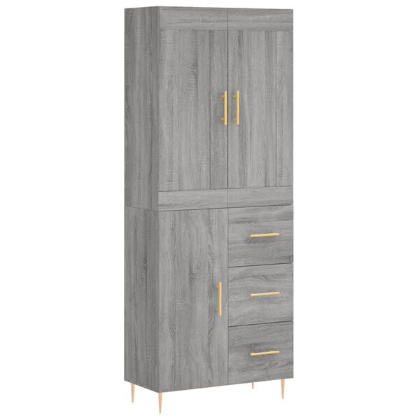 vidaXL Highboard Grey Sonoma 69.5x34x180 cm Engineered Wood
