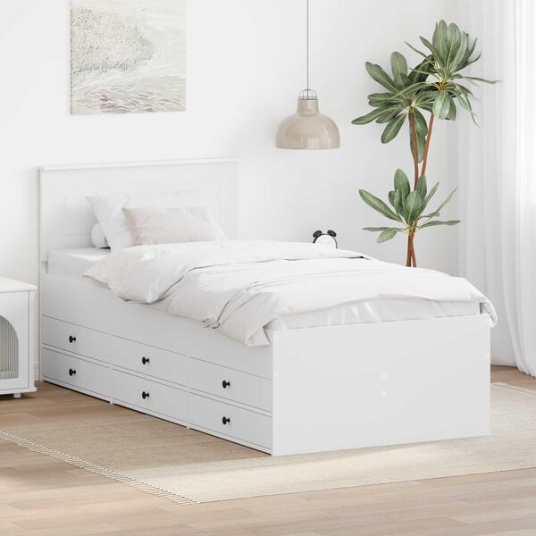 vidaXL Daybed with Drawer White and Black 90 x 200 cm Engineered Wood