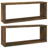 vidaXL Wall Cube Shelves 2 pcs Smoked Oak 60x15x23 cm Engineered Wood