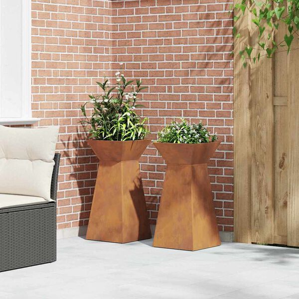 vidaXL Pillar Planter 2 pcs Silver 35 x 35 x 73 cm