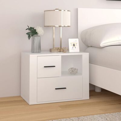 vidaXL Bedside Cabinet White 60x36x45 cm Engineered Wood
