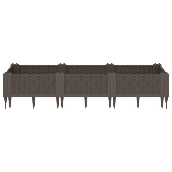 vidaXL Garden Planter with Pegs Brown 125x40x28.5 cm PP