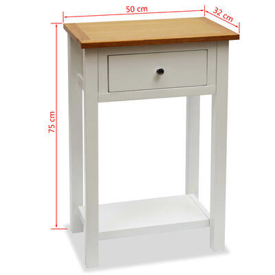 vidaXL End Table 50x32x75 cm Solid Oak Wood