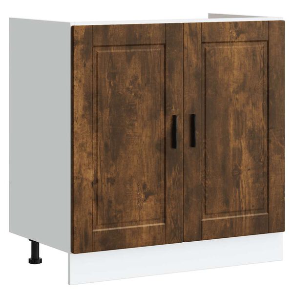 vidaXL Sink Base Cabinet&nbsp;"Porto" Smoked Oak 80x46x81.5 cm&nbsp;Engineered Wood