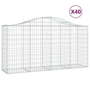 vidaXL Arched Gabion Baskets 40 pcs 200x50x100/120 cm Galvanised Iron