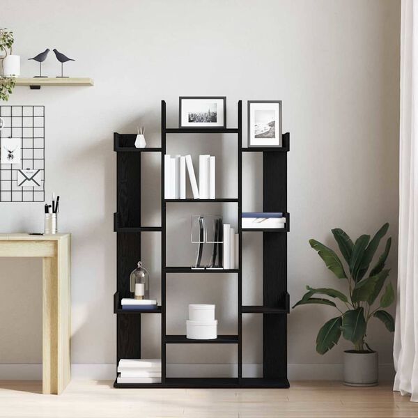vidaXL Bookcase Black Oak 86 x 25.5 x 140 cm Engineered Wood