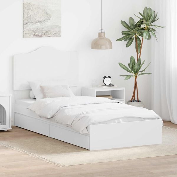 vidaXL Storage Bed with Headboard White 75 x 190 cm Engineered Wood