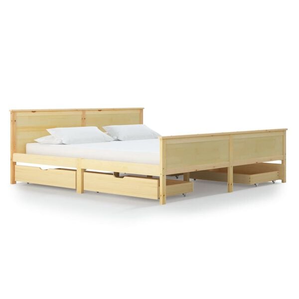 vidaXL Bed Frame without Mattress with 4 Drawers Solid Wood 200x200 cm