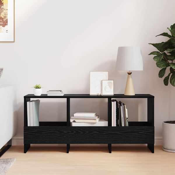 vidaXL Magazine Rack Black Oak 102 x 30 x 45 cm