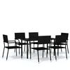 vidaXL 7 Piece Garden Dining Set Black