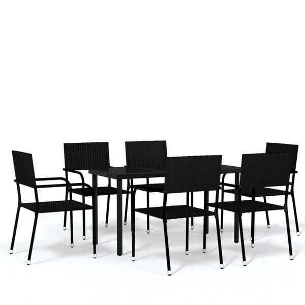vidaXL 7 Piece Garden Dining Set Black
