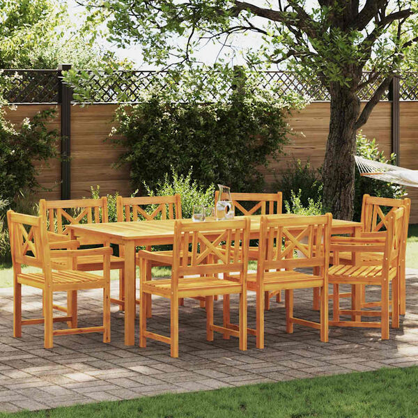 vidaXL Garden Dining Set 9 pcs Brown Solid Acacia Wood